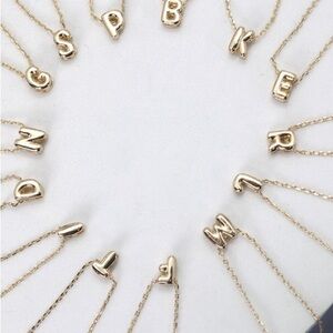 Gold Mini Bubble Initial Necklace (5101)